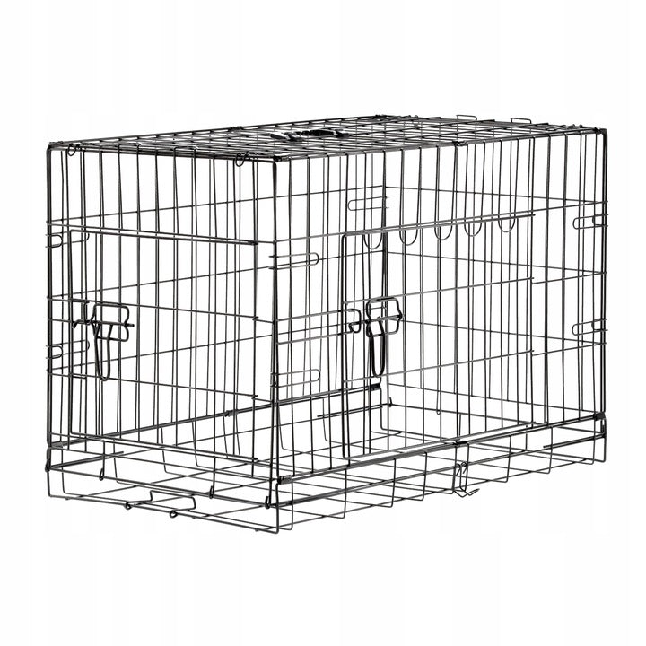 Cusca metalica pentru caine XXXL, pliabila, cu tava detasabila, 121x74x81 cm, negru