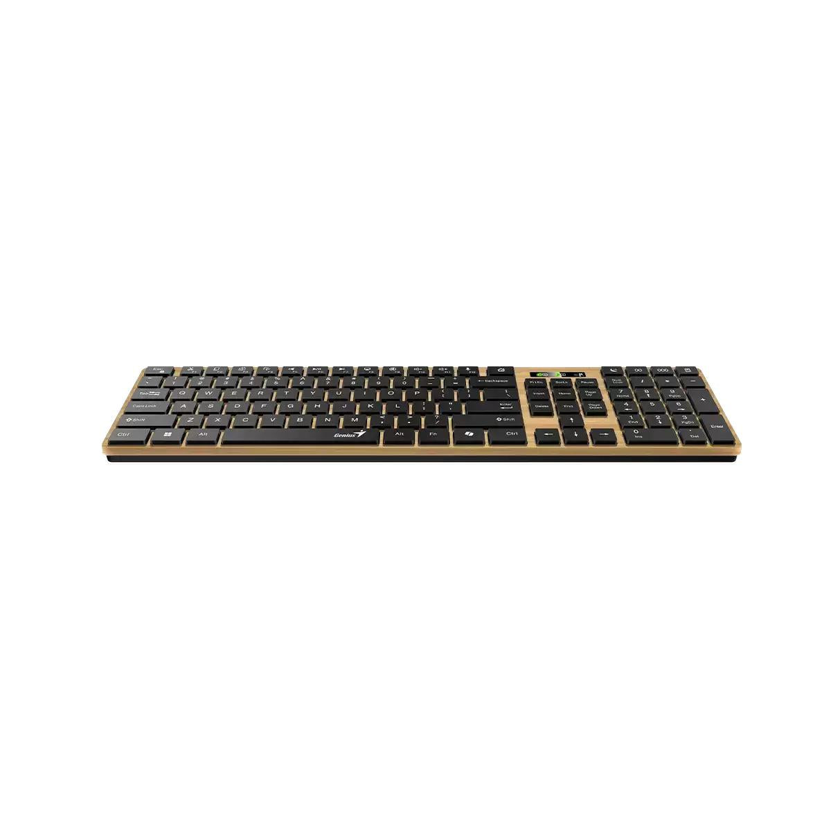 TASTATURA Genius "SlimStar 7250BT", wireless 2.4GHz+Bluetooth, 104 taste slim, tasta Copilot, lemn - negru, "31320004400" 4710268263005