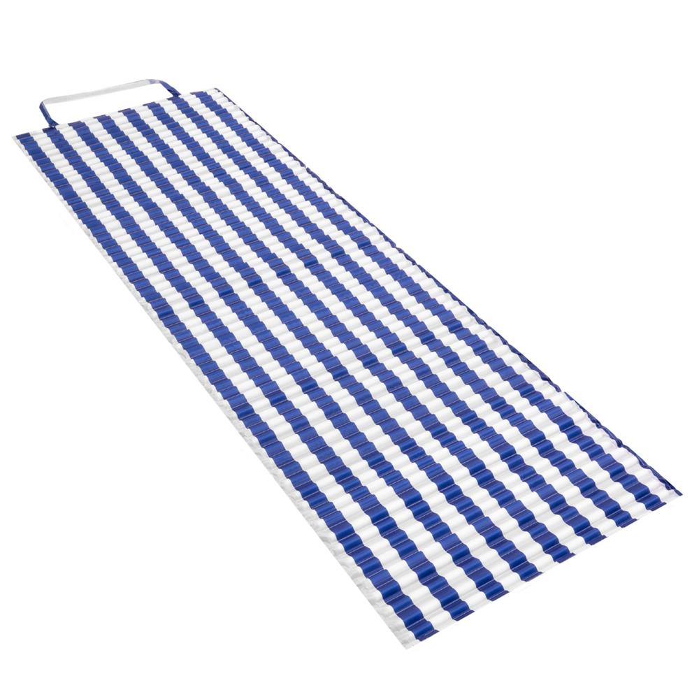 Saltea plaja pliabila din spuma EPE, cu maner si prindere, 180x60x1 cm, albastru cu dungi