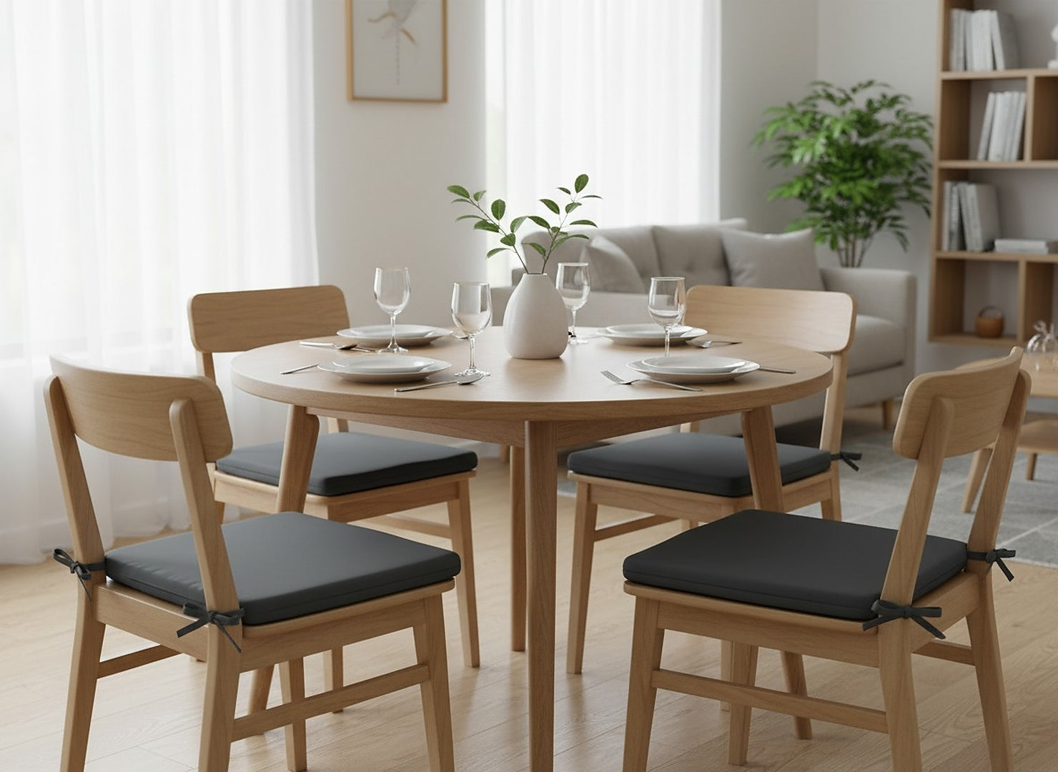 Perna scaun 40x40x3 cm, poliester impermeabil, cu fermoar si prindere, gri inchis