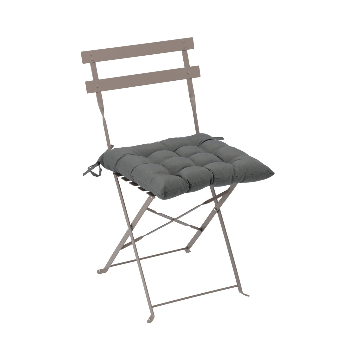Perna scaun 40x40x6 cm, matlasata, poliester impermeabil, cu prindere, gri inchis