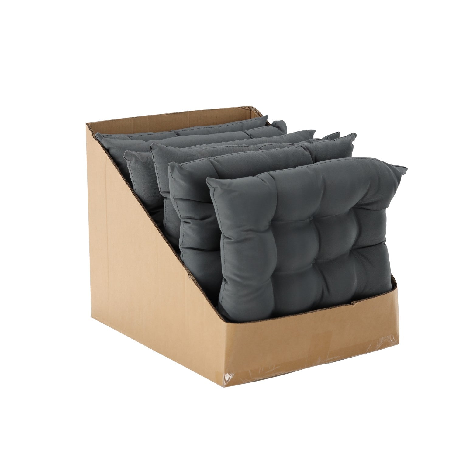 Perna scaun 40x40x6 cm, matlasata, poliester impermeabil, cu prindere, gri inchis