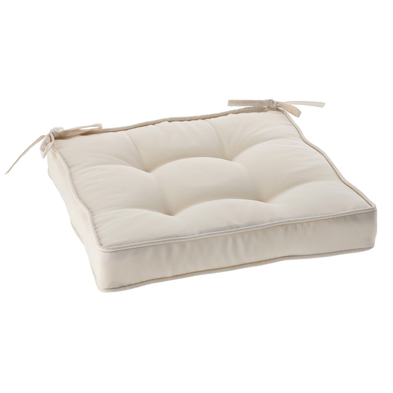 Perna scaun 40x40x6 cm, colturi drepte, poliester impermeabil, cu prindere, bej
