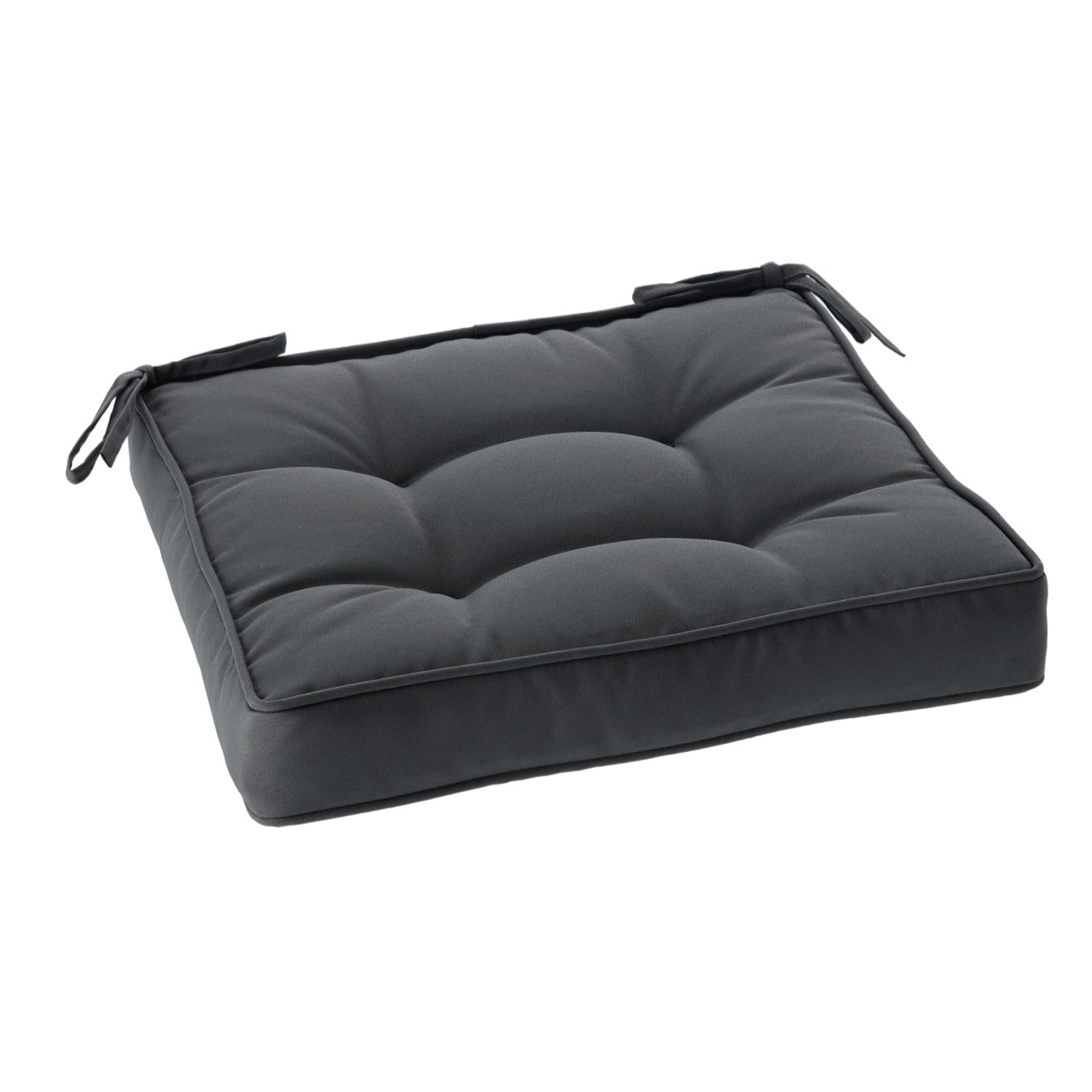 Perna scaun 40x40x6 cm, colturi drepte, poliester impermeabil, cu prindere, gri inchis