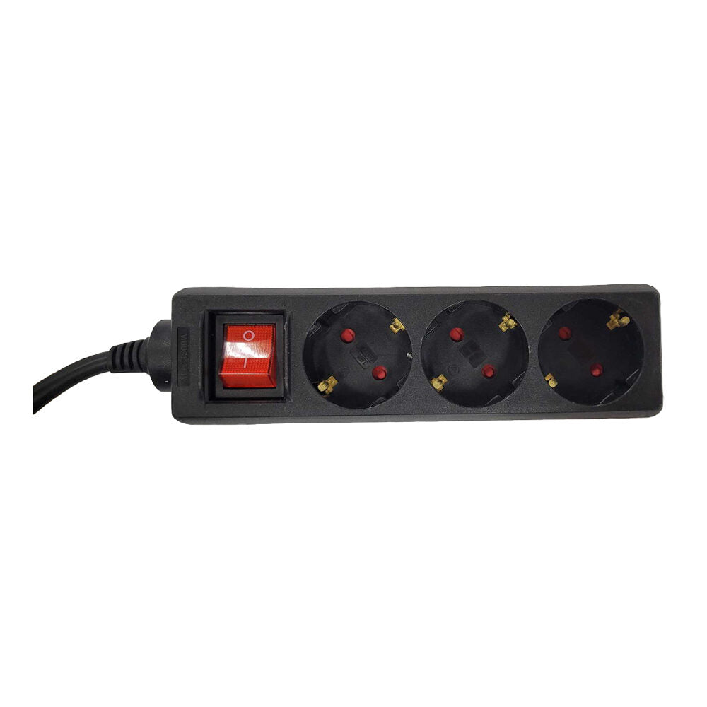 PRELUNGITOR SPACER, Schuko x 3, conectare prin Schuko (T),cu intrerupator cablu 1.5 m, 16 A, protectie copii, Negru, "PP-3-15B"