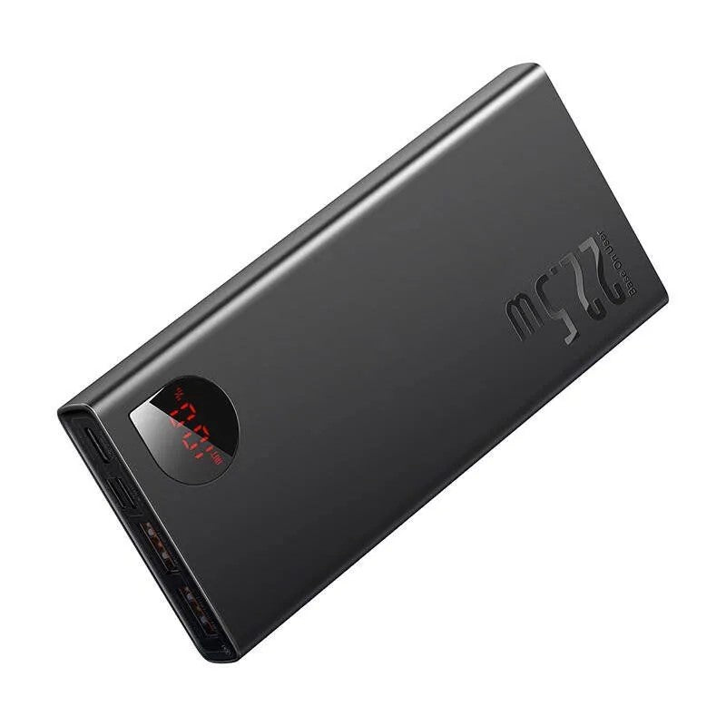 POWER BANK Baseus Adaman Metal, 10000mAh, PD 3.0 + QC 3.0 22.5W, 2 x USB; 1 x USB Type-C, digital display pt. status baterie, total 3A, negru, "PPAD070001" - 6932172618292