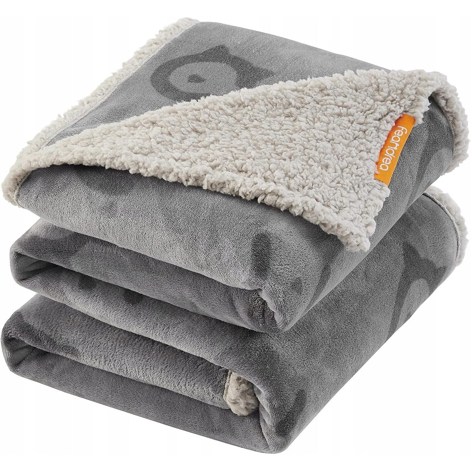FEANDREA Patura impermeabila XXL pentru caini, fleece si flanel, fata dubla, 203x152 cm, gri
