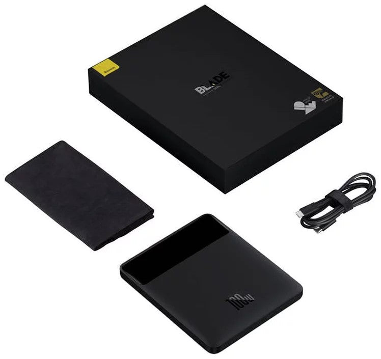 POWER BANK Baseus Blade, 20000mAh, PD 100W, ultra thin, 2 x USB; 2 x USB Type-C, display digital pt. status baterie, total 5A, black, "PPBL000201" - 6932172625474