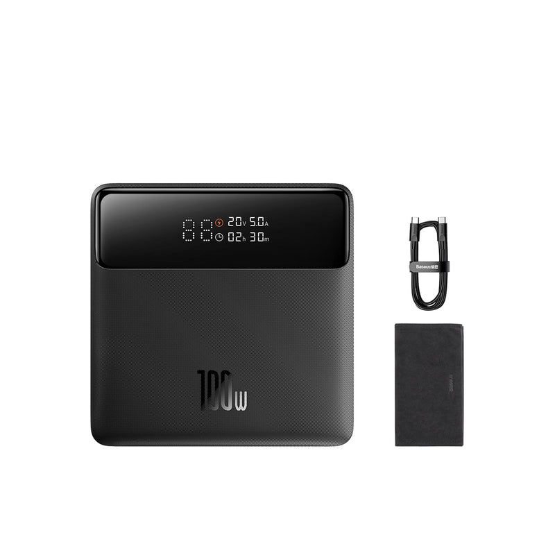 POWER BANK Baseus Blade, 20000mAh, PD 100W, ultra thin, 2 x USB; 2 x USB Type-C, display digital pt. status baterie, total 5A, negru, "PPBL000301" - 6932172628031