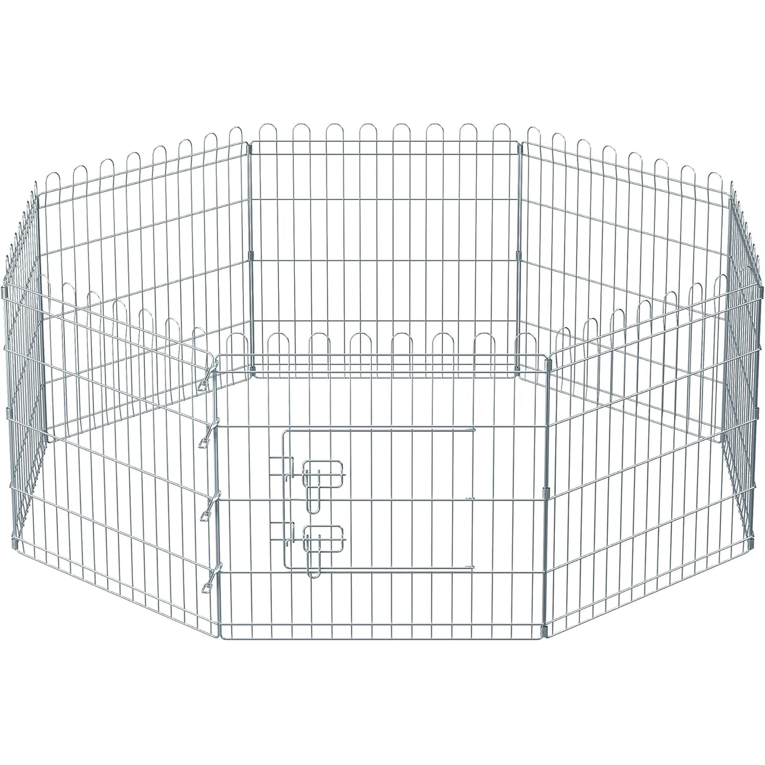 FEANDREA Tarc pliabil din otel pentru animale 8 panouri, modular patrat sau octogon, 159x159x61 cm, argintiu