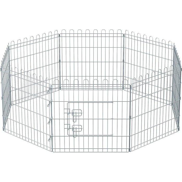 FEANDREA Tarc pliabil din otel pentru animale 8 panouri, modular patrat sau octogon, 159x159x61 cm, argintiu