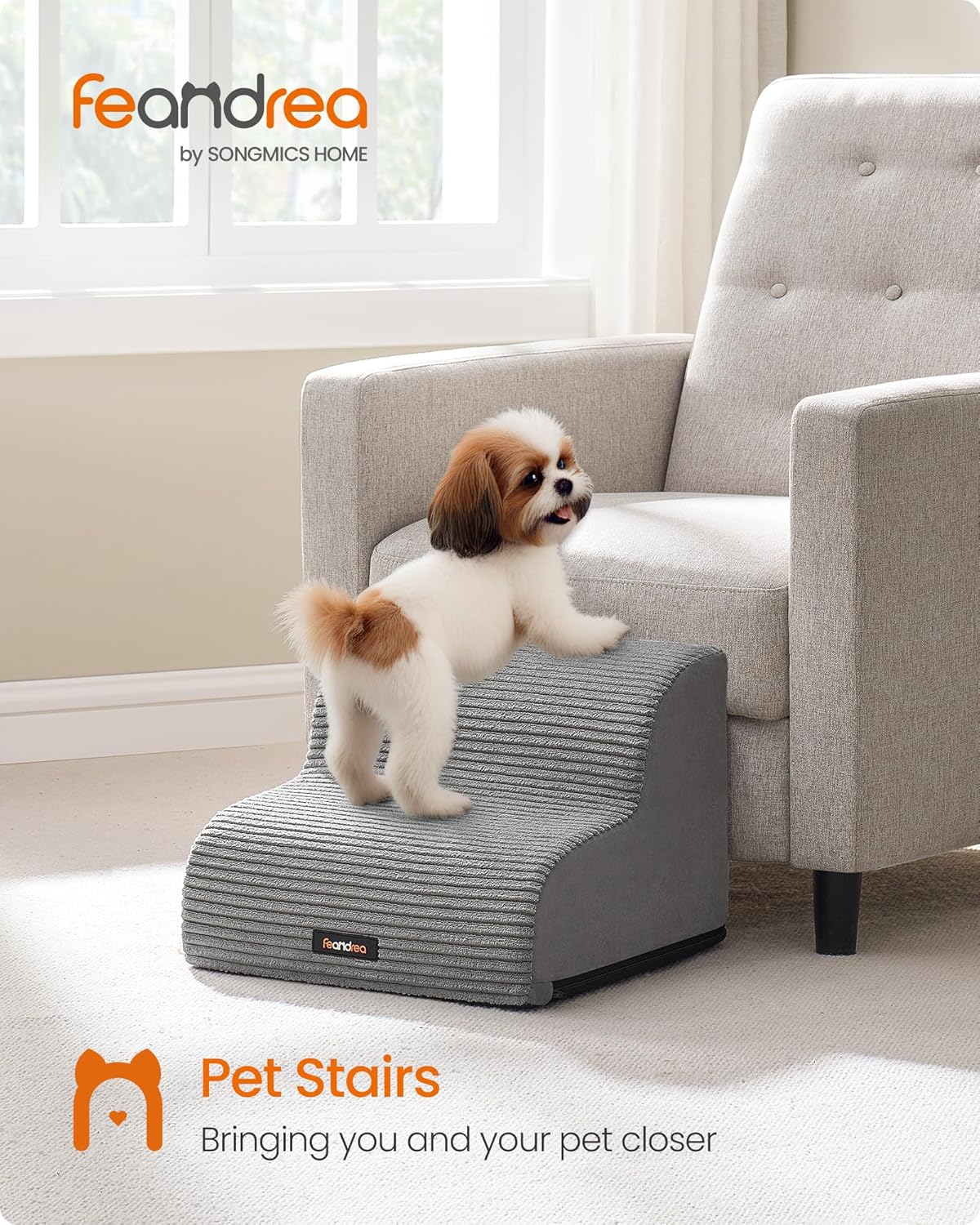 Scara pentru caini cu 2 trepte, design confortabil pentru articulatii, 40x40x30 cm, gri