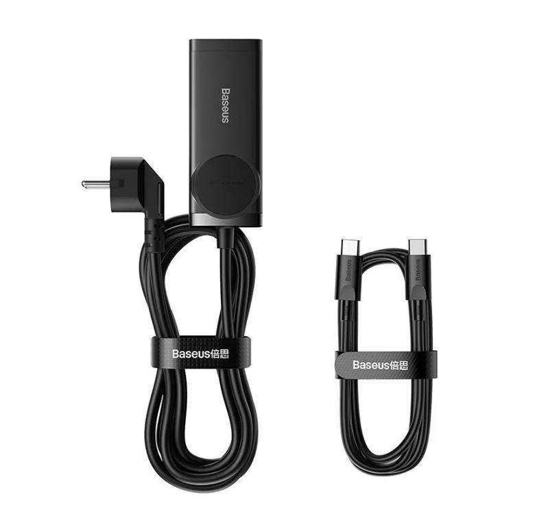 INCARCATOR RETEA Baseus GaN3 Pro Powerstrip,QC 100W,1xAC,2xUSB Type-C Output 5V/3A,2 x USB,include cablu USB Type-C la USB Type-C 100W, 1m, negru "PSZM000401" - 6932172604233