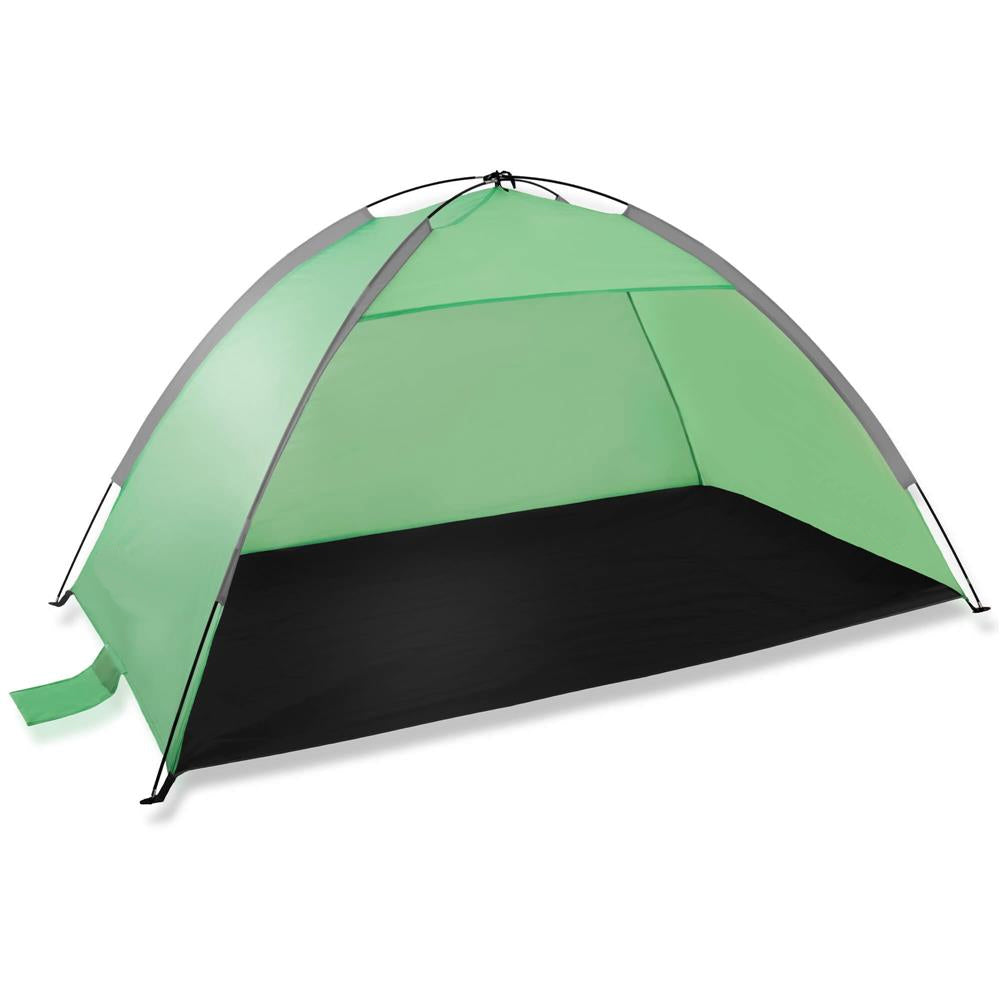 Cort plaja XXL semi-inchis cu protectie UV, podea izolanta, 210x120x112 cm, verde
