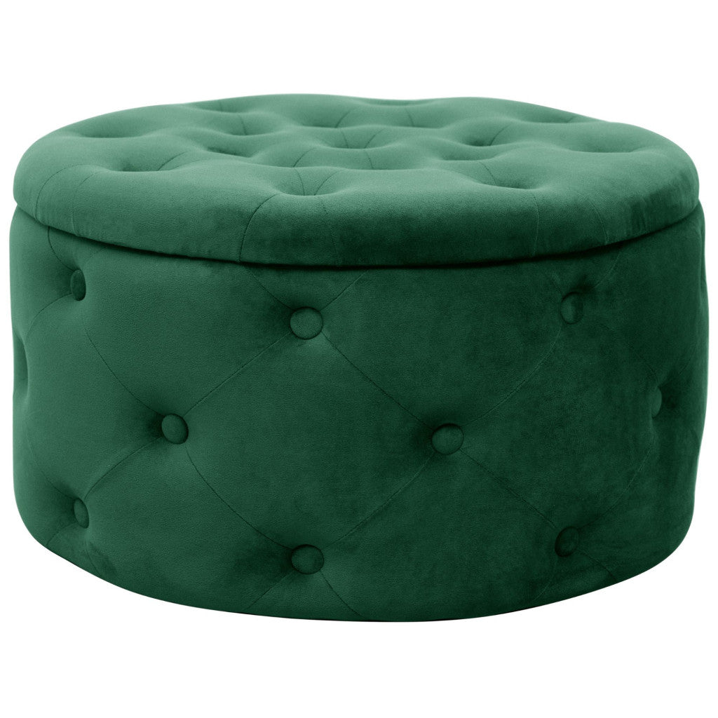 Taburet Alia cu spatiu depozitare, tapitat cu velur, 55x30 cm, verde