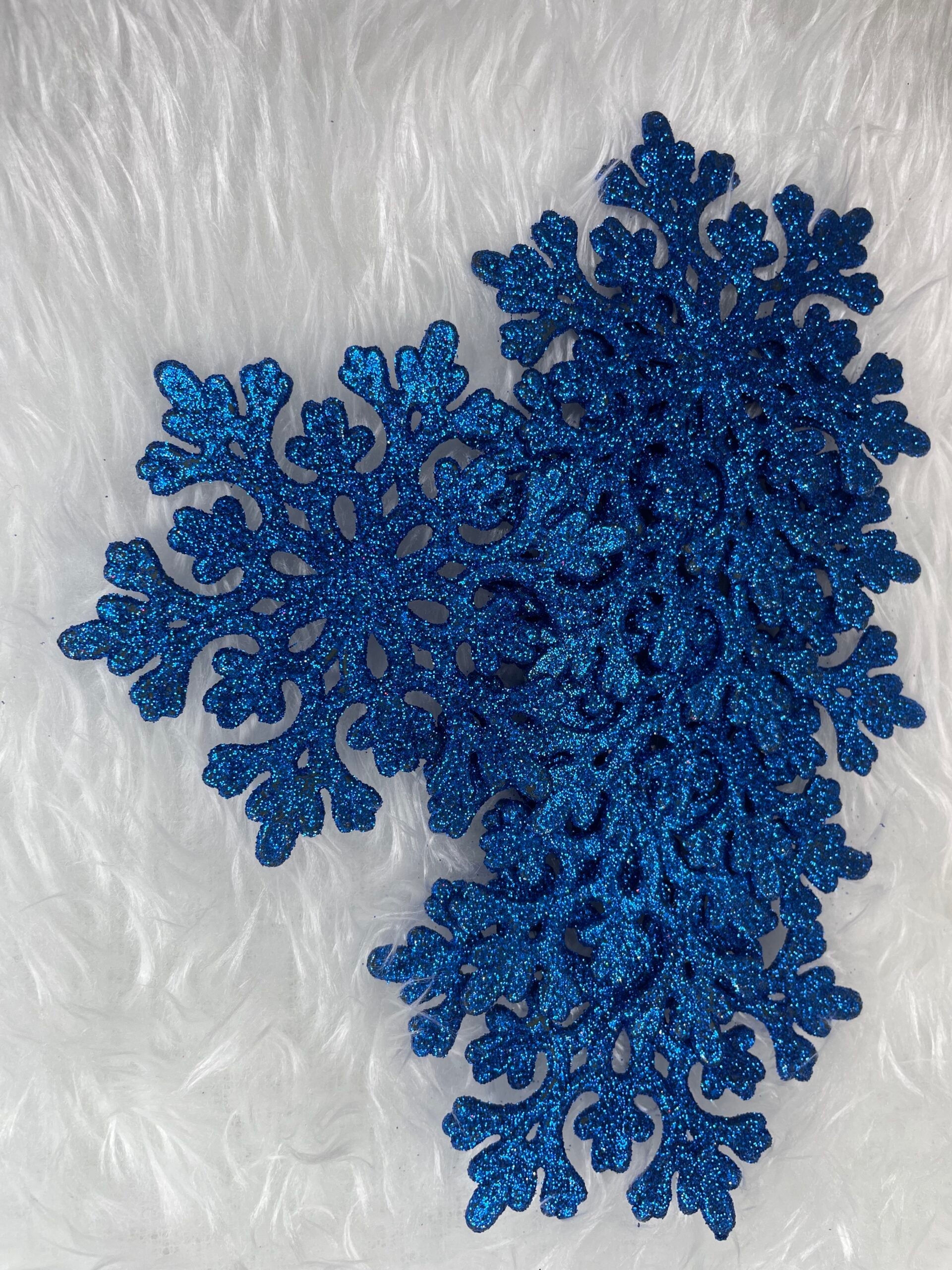 Decoratiune brad fulg de zapada, set 12 bucati, 10cm, albastru