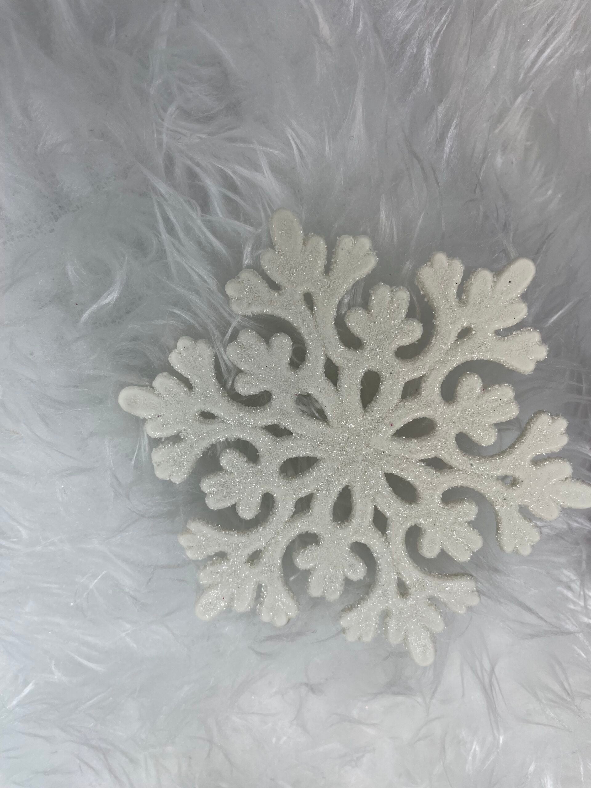 Decoratiune brad fulg de zapada, set 12 bucati, 9-10cm, alb
