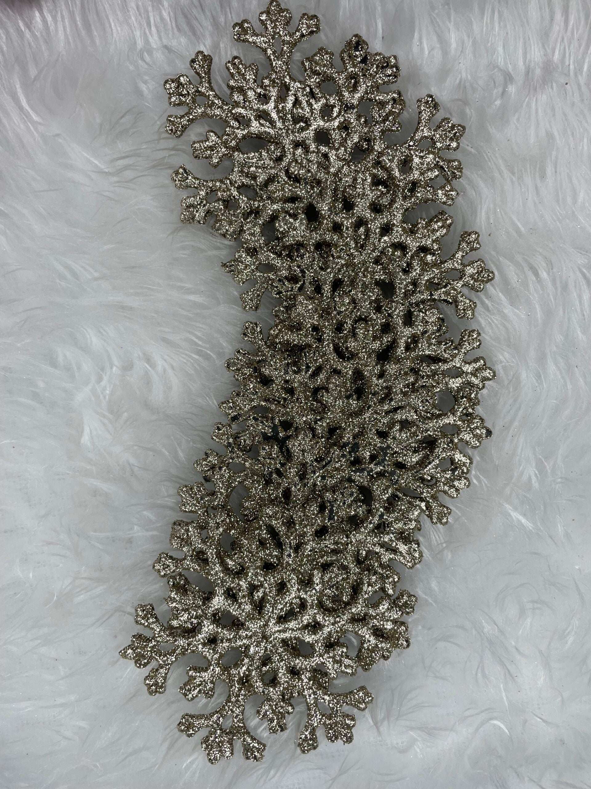 Decoratiune brad fulg de zapada, set 8 bucati, 8cm, auriu