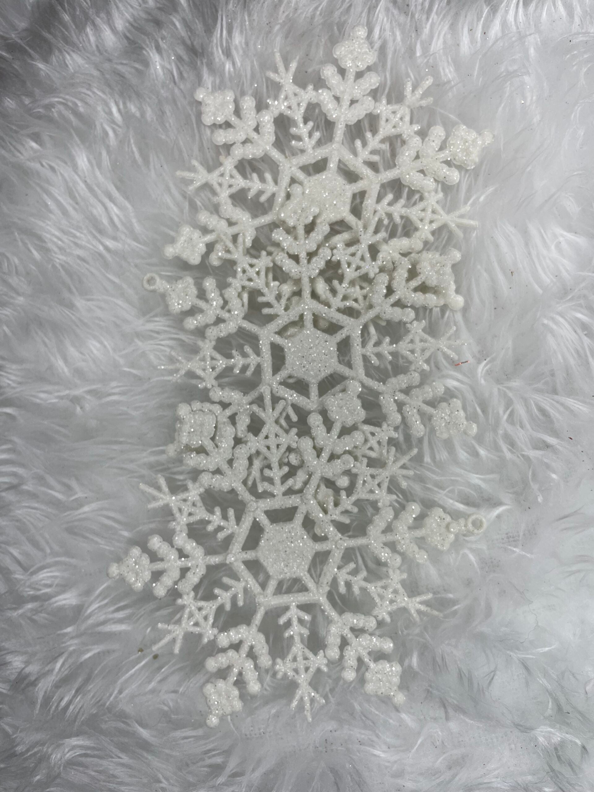 Decoratiune brad fulg de zapada, set 3 bucati, 12cm, alb