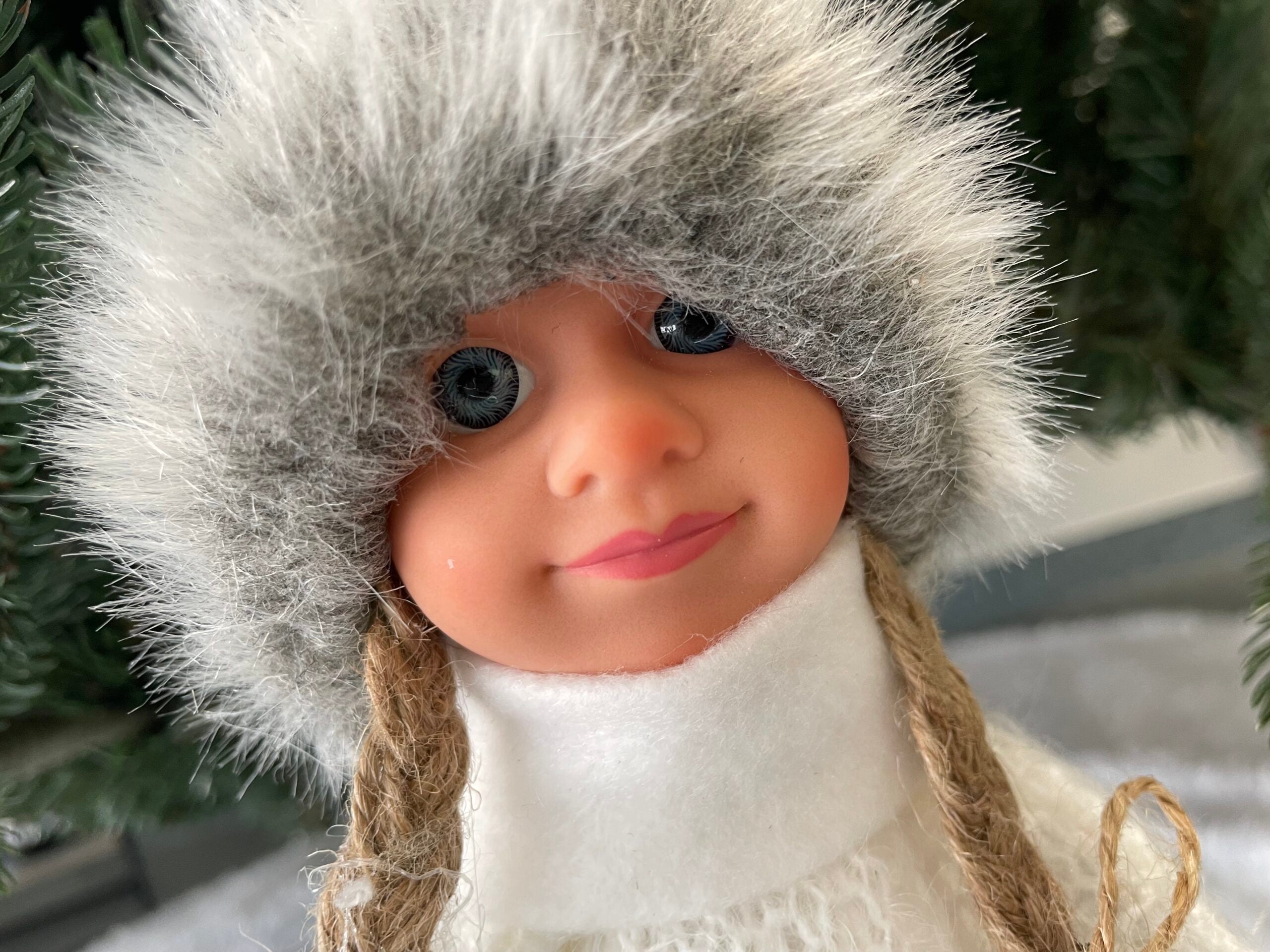 Figurina Craciun, Papusa cu impletituri, inaltime 56cm