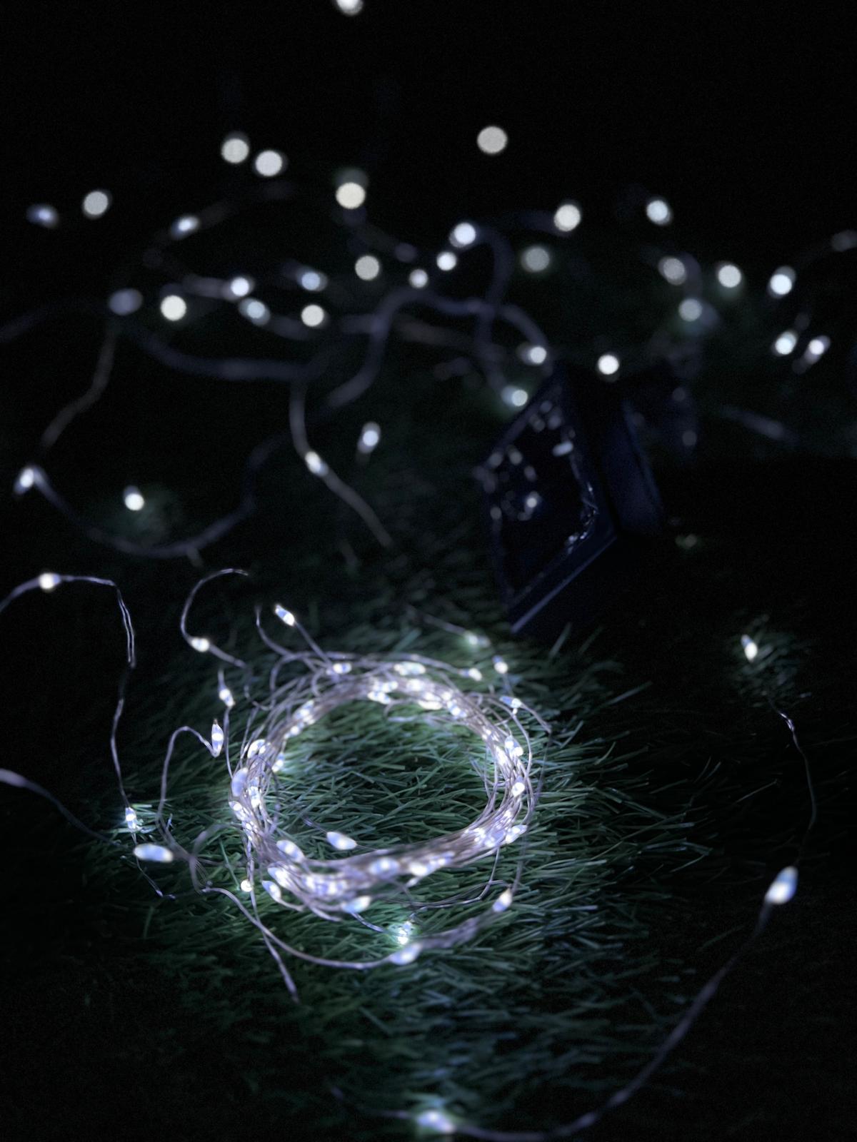 Ghirlanda luminoasa liniara, 100 LED-uri, 990cm, incarcare solara, alb rece