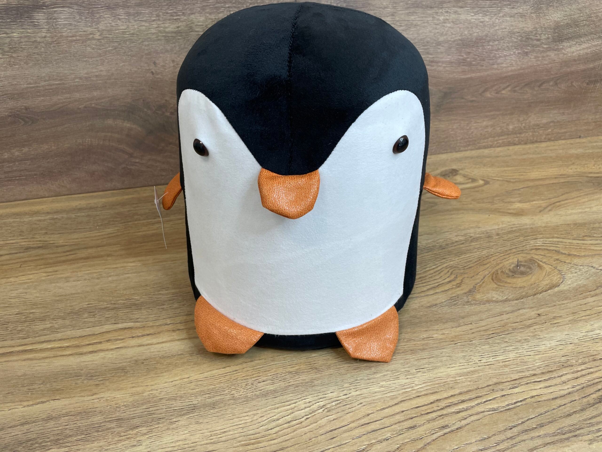 Taburet pentru copii, 28x34cm, maxim 50kg, model pinguin negru
