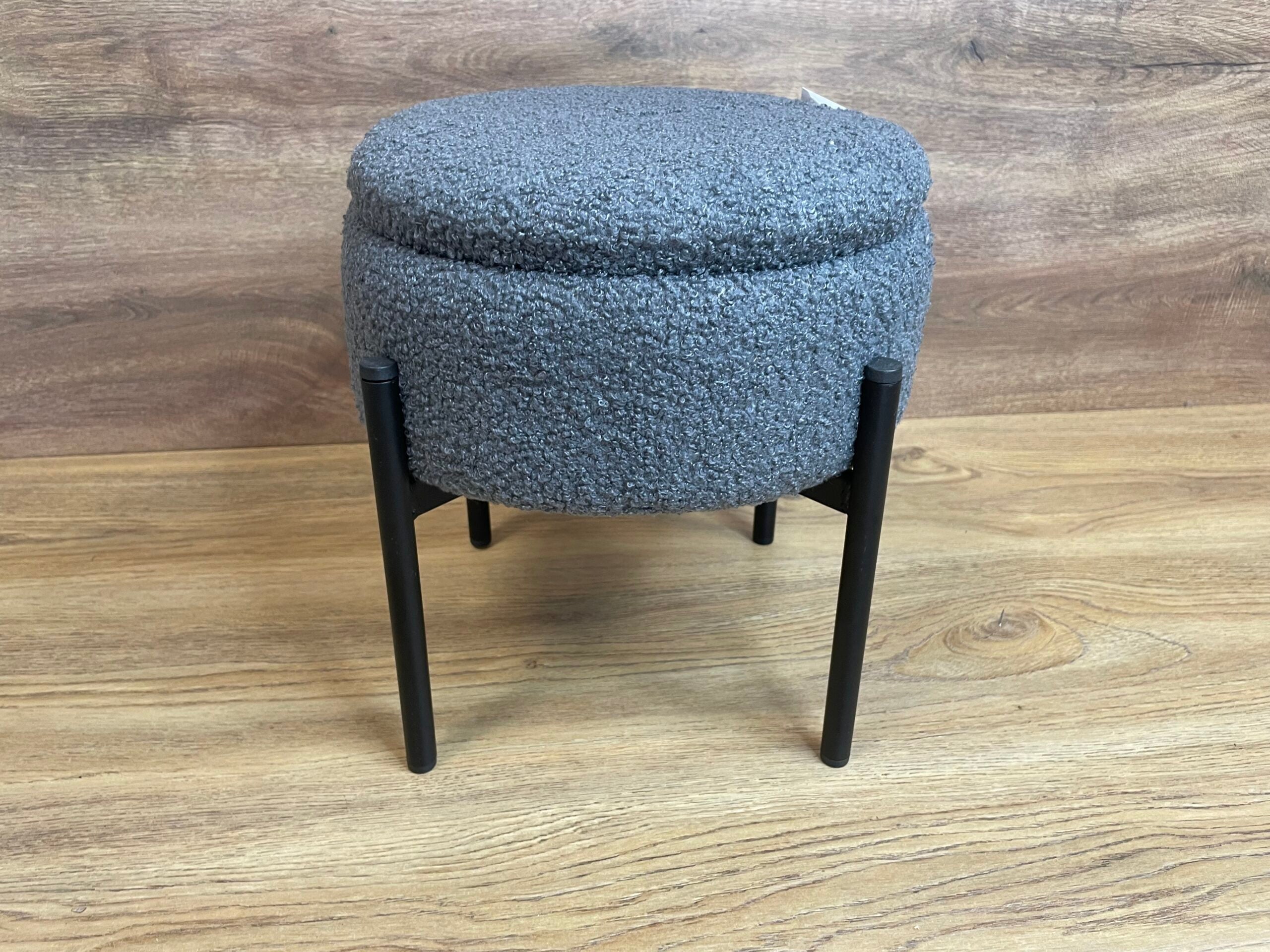 Taburet pentru copii, rotund, spatiu depozitare, 31x28cm, maxim 50kg, gri