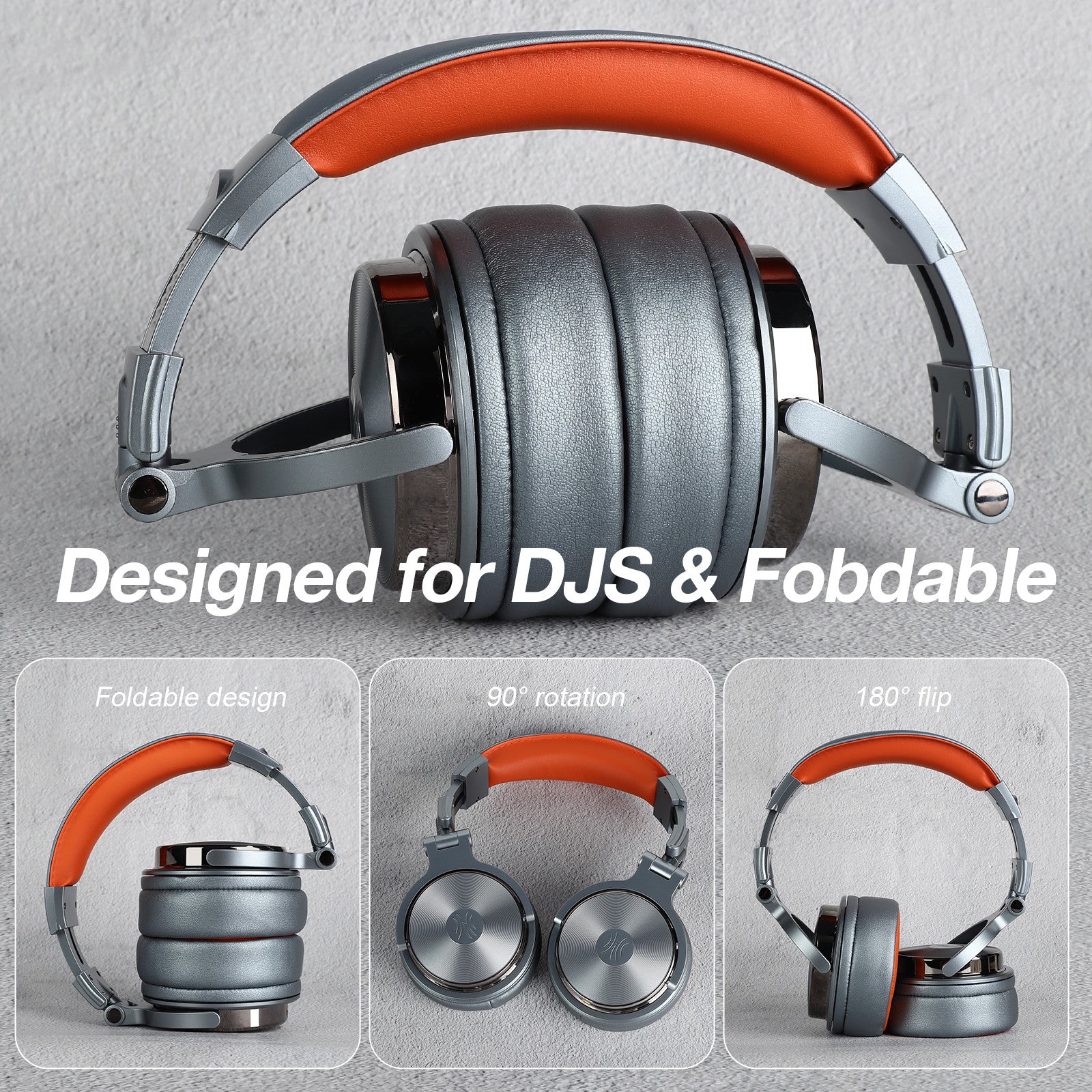 Casca OneOdio cu fir detasabil, tip over ear, utilizare profesionala, DJ, conectare prin Jack 3.5 mm | Jack 6.35 mm, difuzor 50 mm, impedanta 32 Ohm, gri, "Pro50-Deep-Grey" (timbru verde 0.8lei)