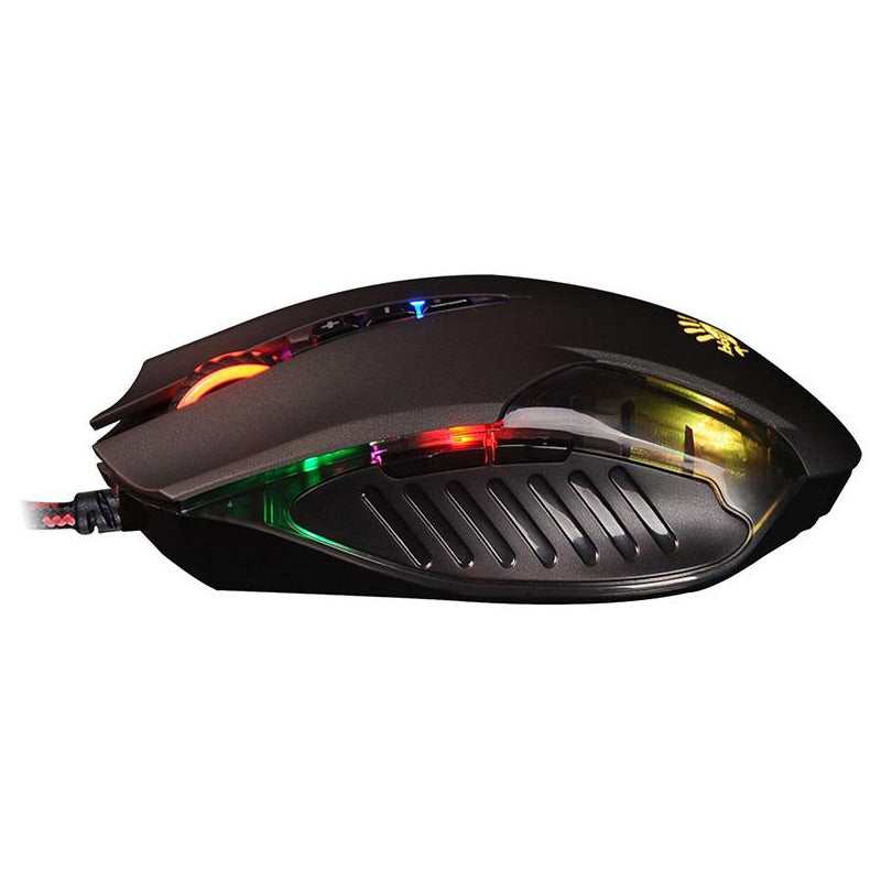 MOUSE A4tech, gaming, cu fir, USB, optic, 3200 dpi, butoane/scroll 8/1, iluminare, butoane programabile, negru, "Q50"