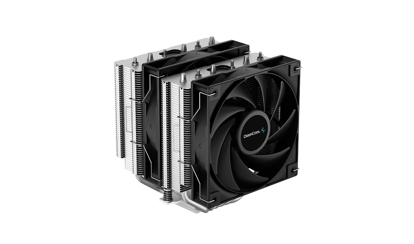 Cooler Deepcool "AG620", compatibil skt. Intel si AMD, racire cu aer, ventilator 120 mm x 2, 1850 rpm, inaltime cooler 157 mm, 6 heatpipe, "R-AG620-BKNNMN-G-1"