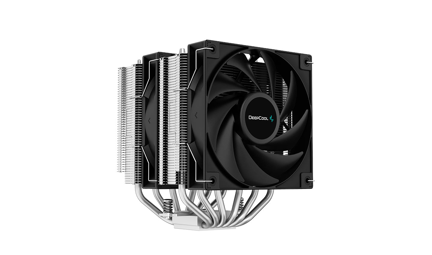 Cooler Deepcool "AG620", compatibil skt. Intel si AMD, racire cu aer, ventilator 120 mm x 2, 1850 rpm, inaltime cooler 157 mm, 6 heatpipe, "R-AG620-BKNNMN-G-1"