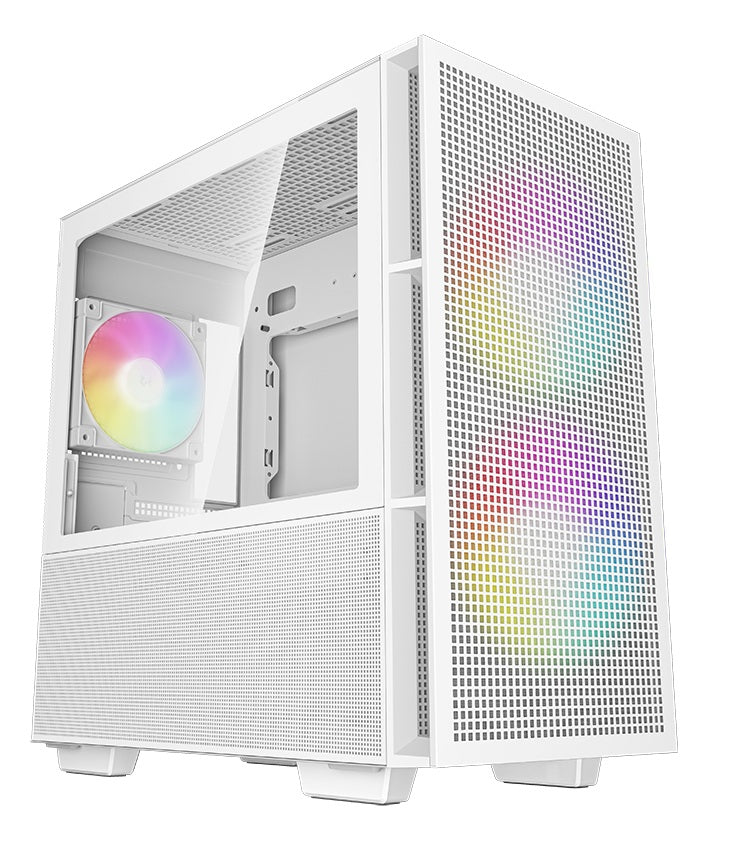 CARCASA DeepCool "CH360 WH", Mini Tower, ATX, fara sursa, 3xfan, USB 3.2 gen 1 x 1, USB 2.0 x 2, audio, PSU shroud,4 sloturi expansiune,iluminare ARGB,alb "R-CH360-WHAPE3-G-1"
