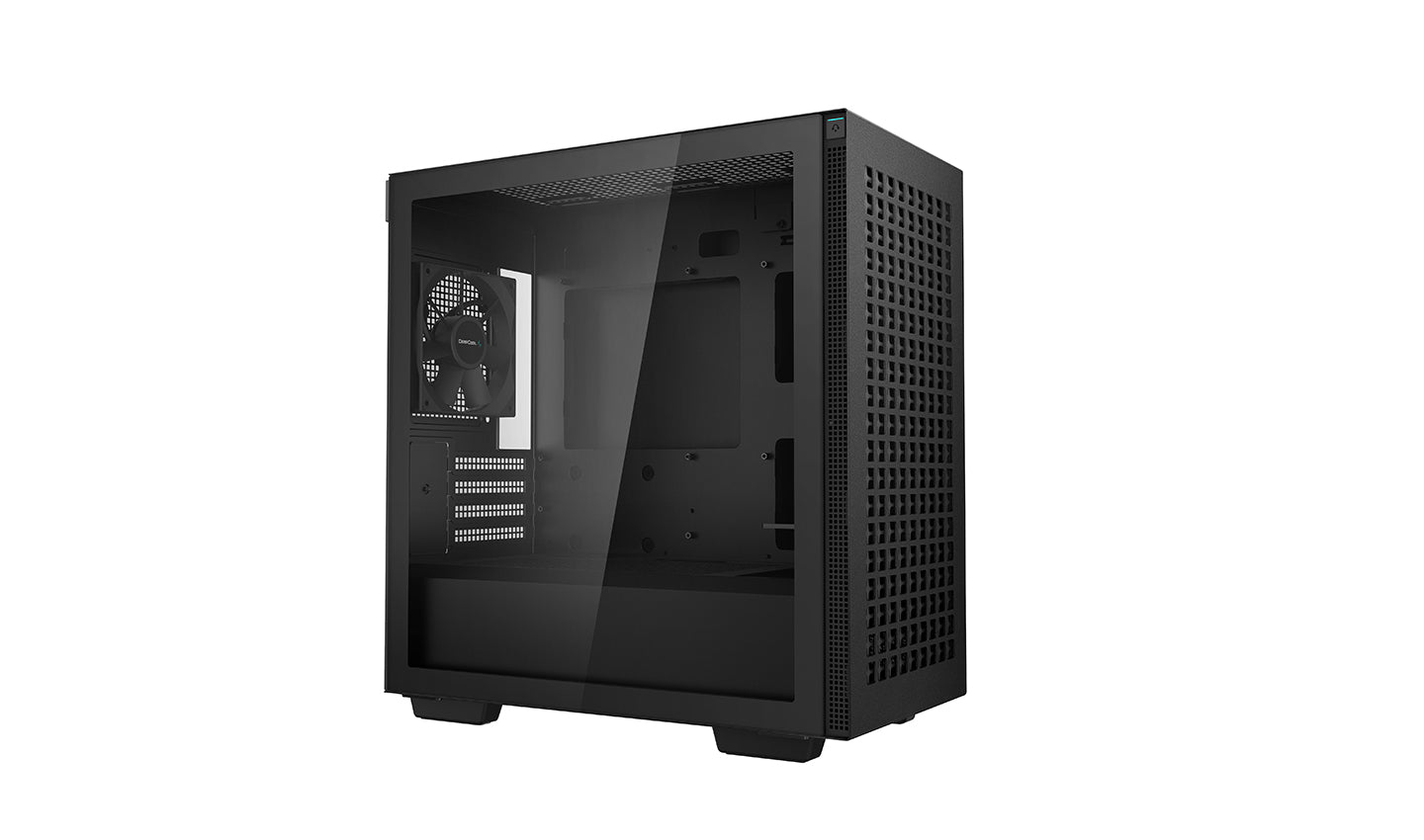 CARCASA DEEPCOOL CH370, Micro ATX, fara sursa, sticla securizata, 1 x 120mm fan, USB 3.0 x 2, Jack 3.5mm x 1, black, "R-CH370-BKNAM1-G-1"