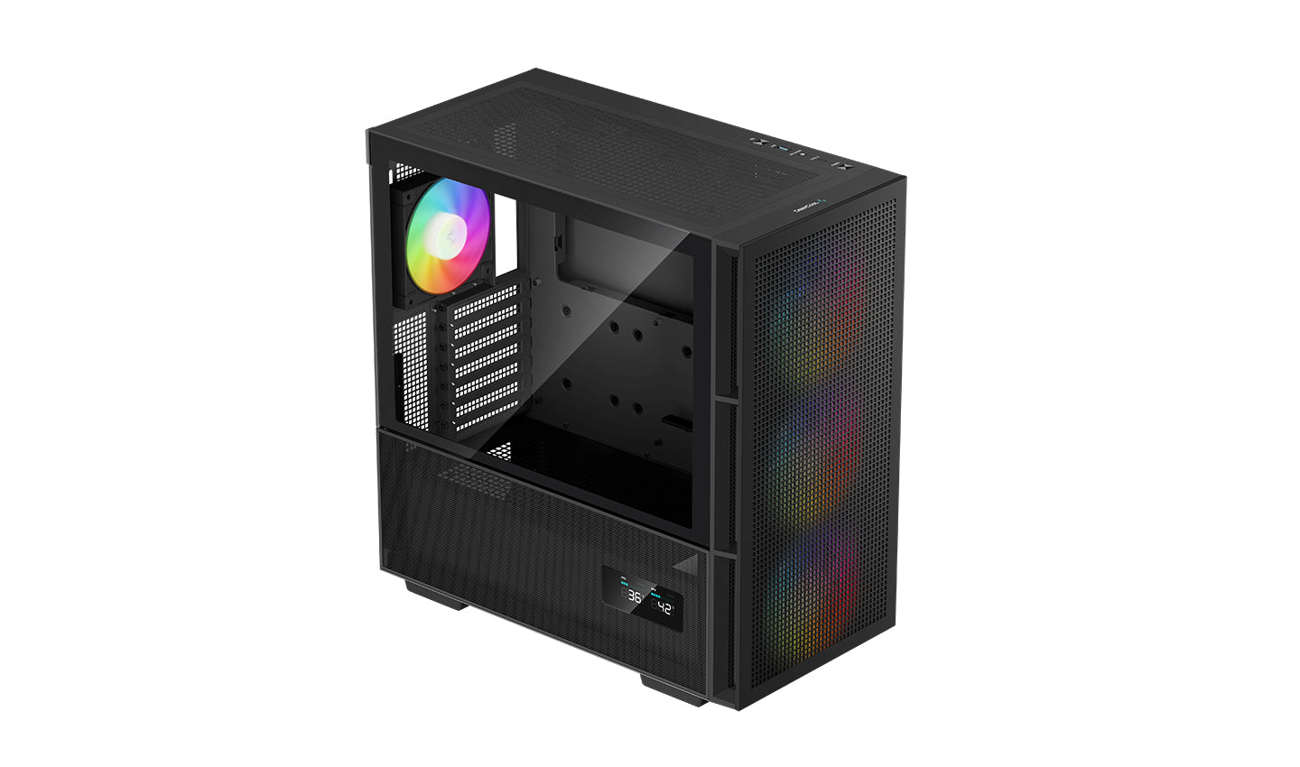 CARCASA DeepCool "CH560 Digital", Middle Tower, ATX, fara sursa, sticla securizata, 4xfan RGB, USB 3.2 gen 1 x 1, USB Type-C x 1, Jack 3.5 mm, negru, "R-CH560-BKAPE4D-G-1"