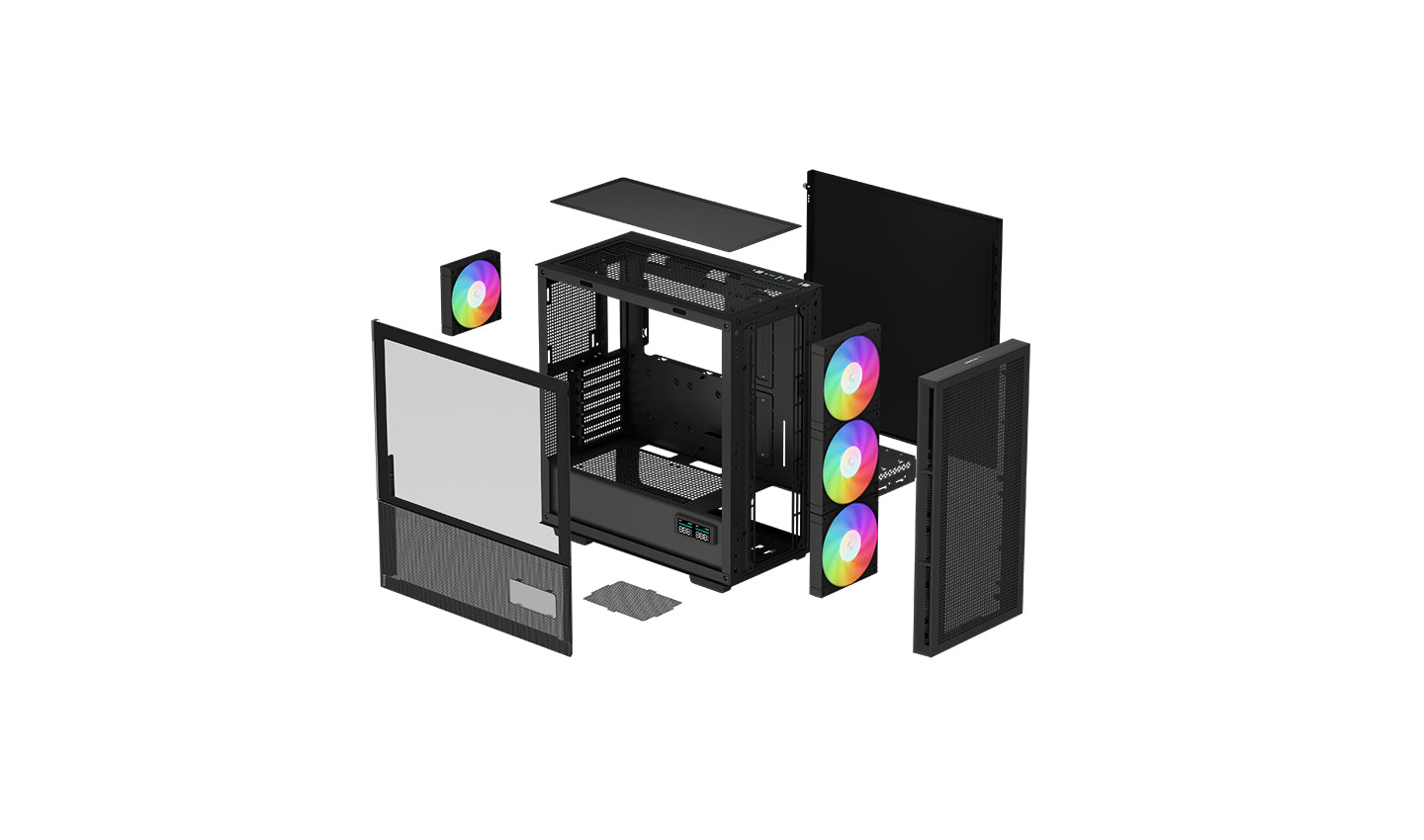 CARCASA DeepCool "CH560 Digital", Middle Tower, ATX, fara sursa, sticla securizata, 4xfan RGB, USB 3.2 gen 1 x 1, USB Type-C x 1, Jack 3.5 mm, negru, "R-CH560-BKAPE4D-G-1"