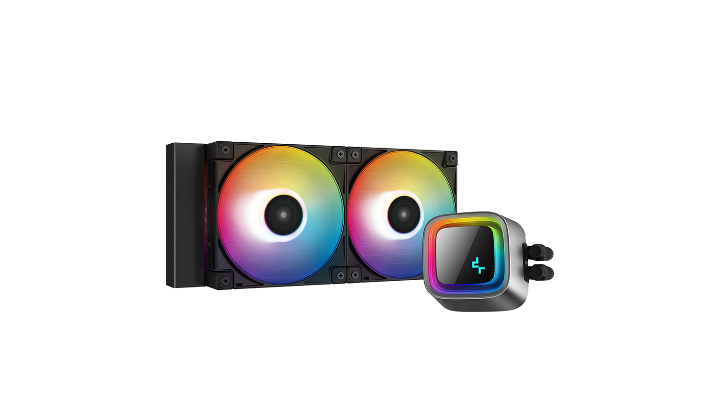 Cooler Deepcool "LS520", compatibil skt. Intel si AMD, racire cu lichid, ventilator 120 mm x 2, 2250 rpm, iluminat RGB, "R-LS520-BKAMNT-G-1"