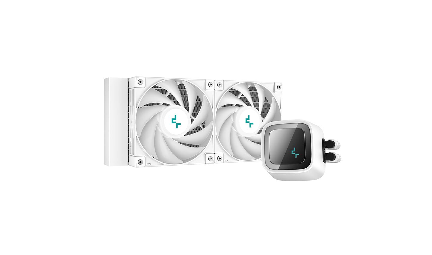 Cooler Deepcool "LS520 WH", compatibil skt. Intel si AMD, racire cu lichid, ventilator 120 mm x 2, 2250 rpm, iluminat RGB, "R-LS520-WHAMNT-G-1"