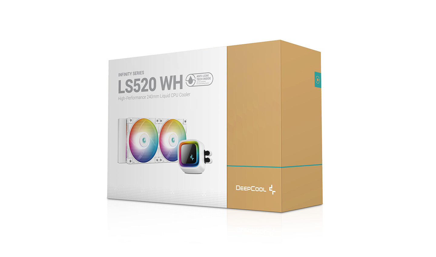 Cooler Deepcool "LS520 WH", compatibil skt. Intel si AMD, racire cu lichid, ventilator 120 mm x 2, 2250 rpm, iluminat RGB, "R-LS520-WHAMNT-G-1"