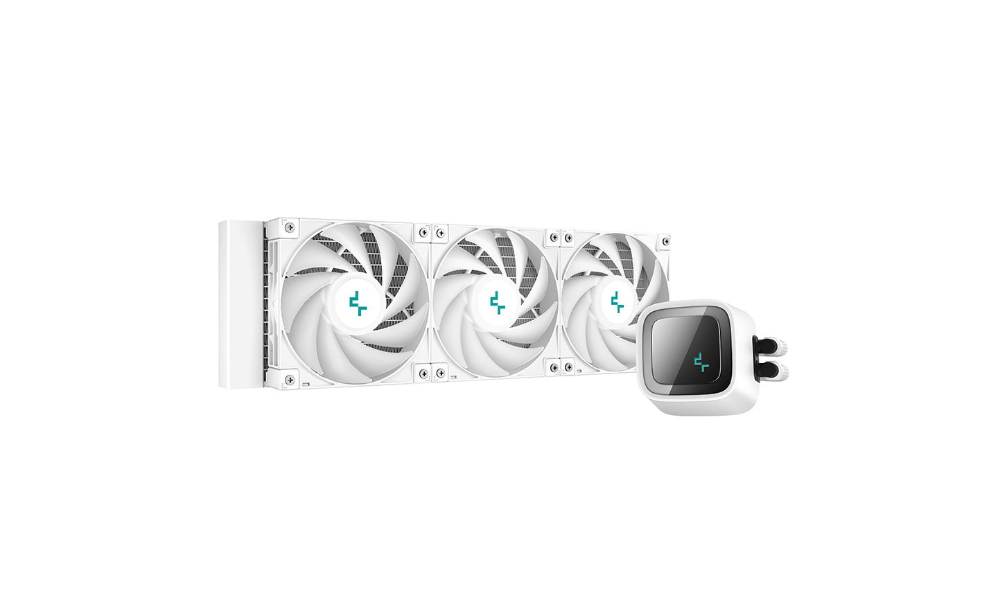 Cooler Deepcool "LS720 WH", compatibil skt. Intel si AMD, racire cu lichid, ventilator 120 mm x 3, 2250 rpm, iluminat RGB, "R-LS720-WHAMNT-G-1"
