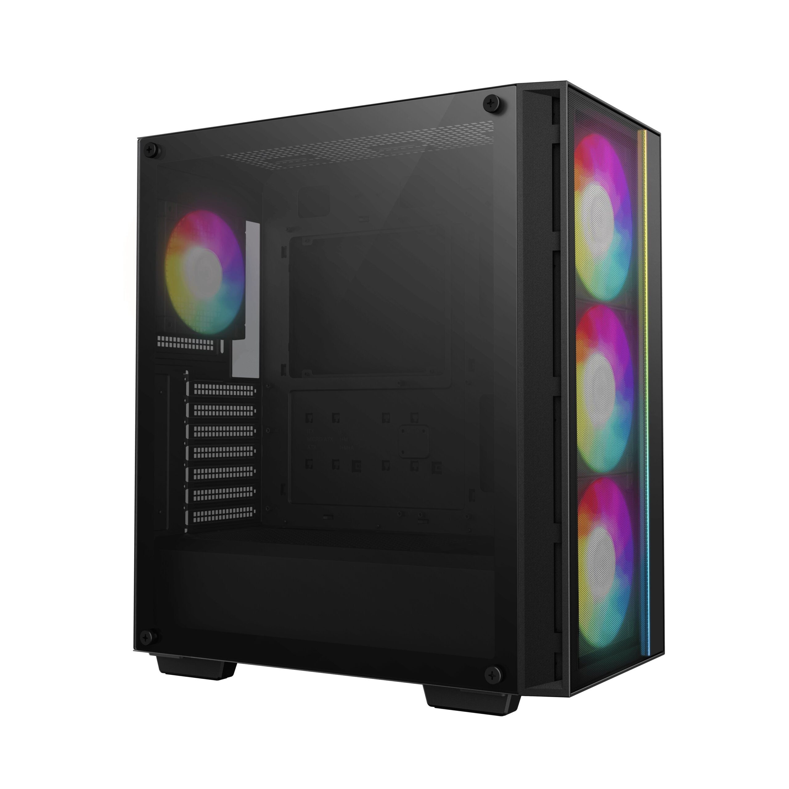 CARCASA DeepCool "MATREXX55", middle tower,gaming, fara sursa,suporta 8xfan,4xfan inclus, USB 3.1 gen1 x 1, USB-C, audio+mic,7 sloturi expansiune,negru "R-MATREXX55-BCAGA4-G-4"