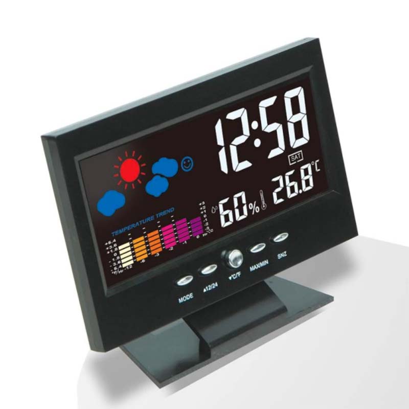 Statie meteo digitala, pentru interior, cu afisaj color, termometru si higrometru, 15x11x5 cm