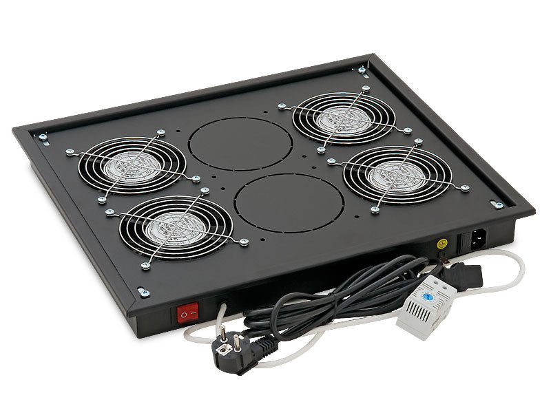 PANOU ventilatie TRITON pentru rack de podea 19", 4 ventilatoare 230V/60W cu termostat, flux axial, negru "RAB-CH-X04-X3"