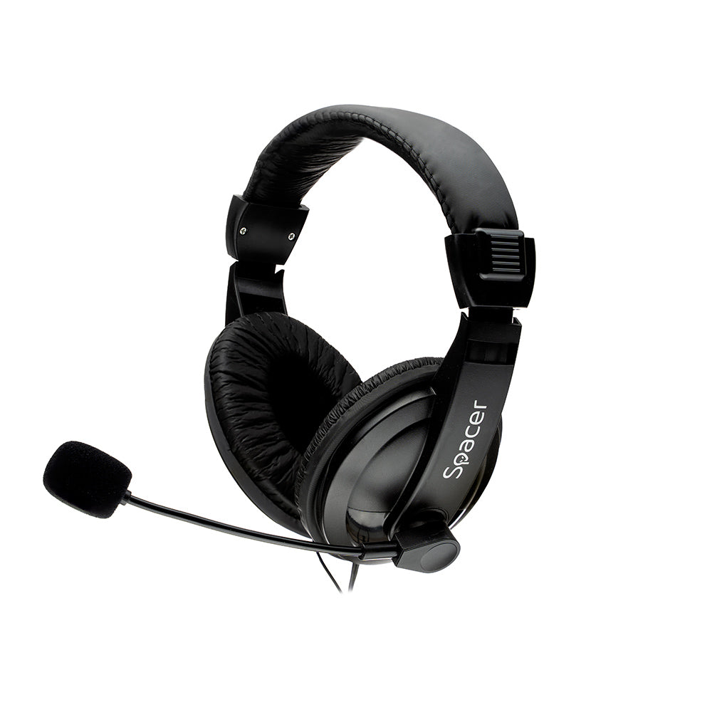 CASTI Spacer, cu fir, standard, utilizare multimedia, microfon pe brat, conectare prin Jack 3.5 mm x 2, negru, "SPK-222"