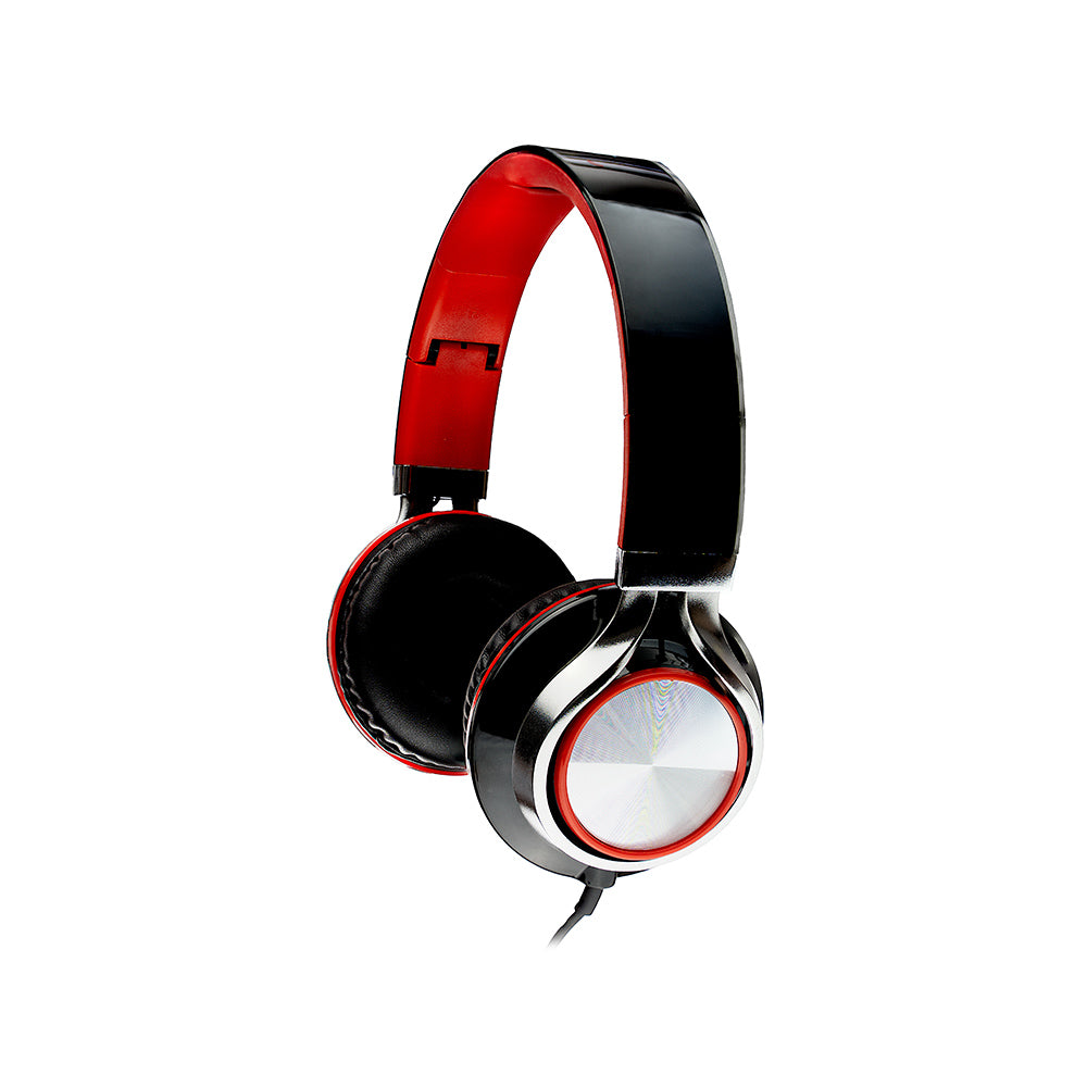 CASTI Spacer, cu fir, standard, utilizare multimedia, microfon pe fir, pliabile, banda ajustabila, conectare prin Jack 3.5 mm x 2, rosu&amp;negru, "SPHS-SILVER"