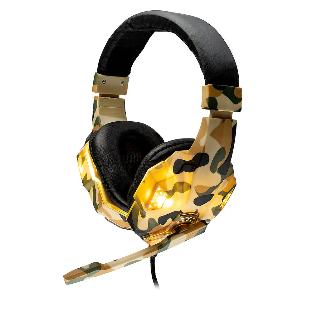 CASTI Spacer, cu fir, standard, utilizare gaming, microfon pe brat, conectare Jack 3.5 mm x 2, lumina verde, camuflaj, "SPGH-CAMO"