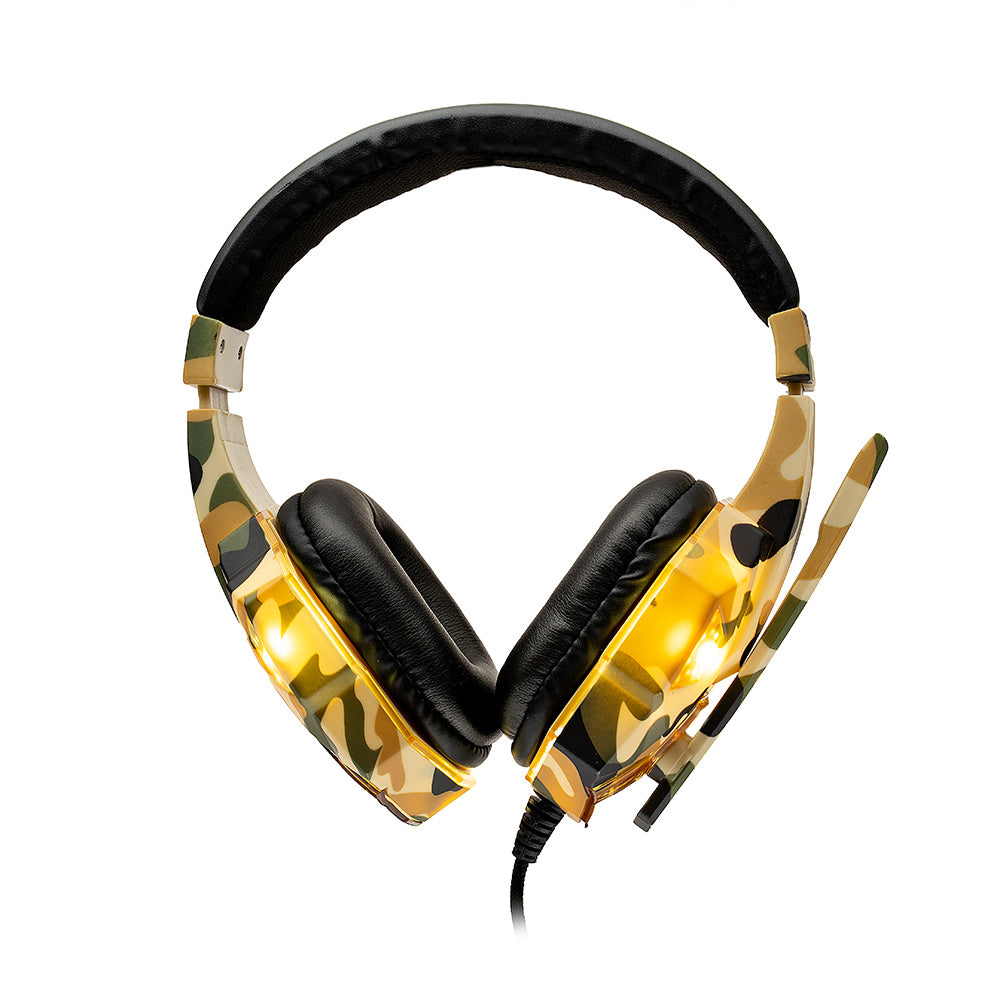 CASTI Spacer, cu fir, standard, utilizare gaming, microfon pe brat, conectare Jack 3.5 mm x 2, lumina verde, camuflaj, "SPGH-CAMO"