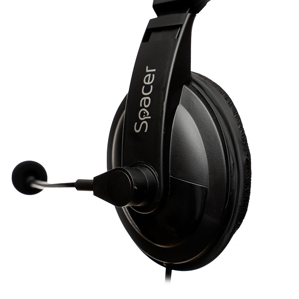 CASTI Spacer, cu fir, standard, utilizare multimedia, microfon pe brat, conectare prin Jack 3.5 mm x 2, negru, "SPK-222"