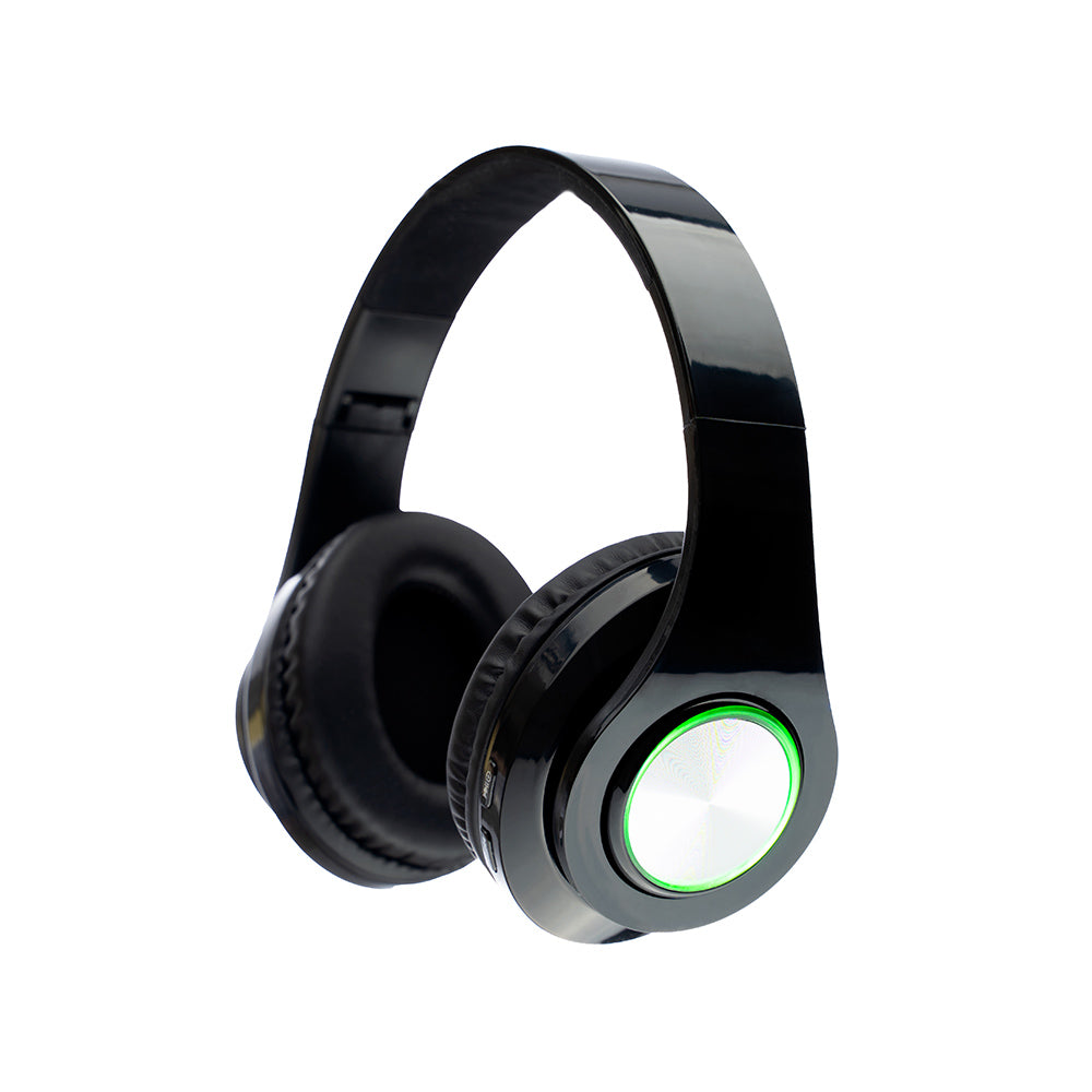 CASTI Spacer, wireless, standard, utilizare multimedia, smartphone, microfon pe casca, conectare prin Bluetooth 5.4, iluminare RGB, pliabile, banda ajustabila, negru, "SPBH-CRYSTAL-RGB"
