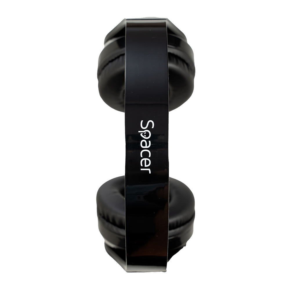 CASTI Spacer, wireless, standard, utilizare multimedia, smartphone, microfon pe casca, conectare prin Bluetooth 5.4, iluminare RGB, pliabile, banda ajustabila, negru, "SPBH-CRYSTAL-RGB"