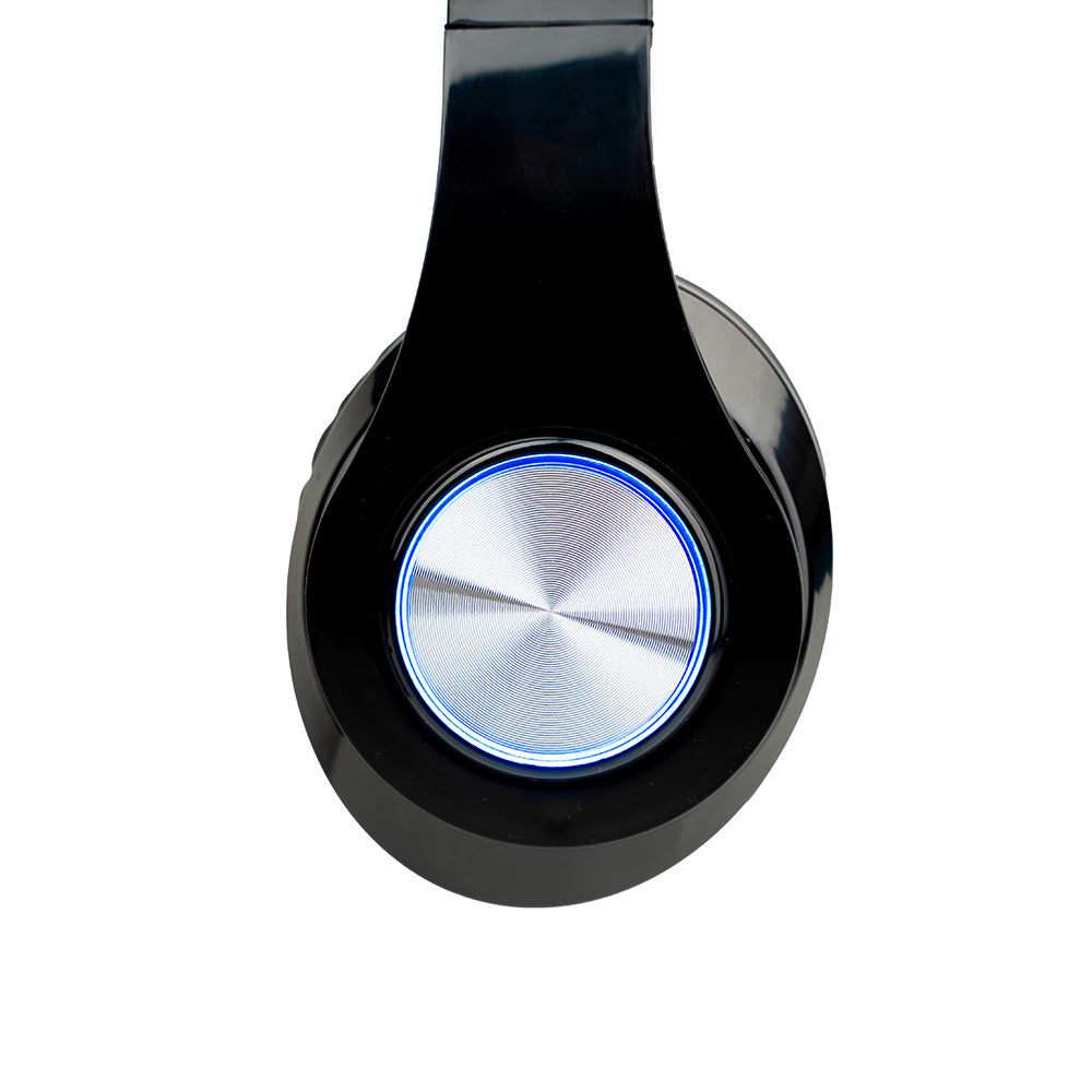 CASTI Spacer, wireless, standard, utilizare multimedia, smartphone, microfon pe casca, conectare prin Bluetooth 5.4, iluminare RGB, pliabile, banda ajustabila, negru, "SPBH-CRYSTAL-RGB"